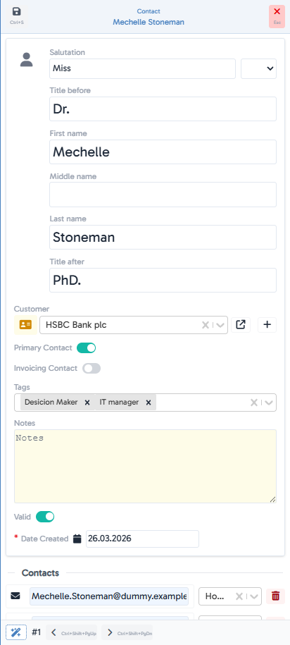Fill in contact data - mobile version
