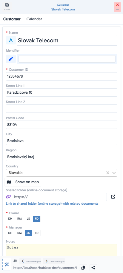 Find the customer and open it - mobile version
