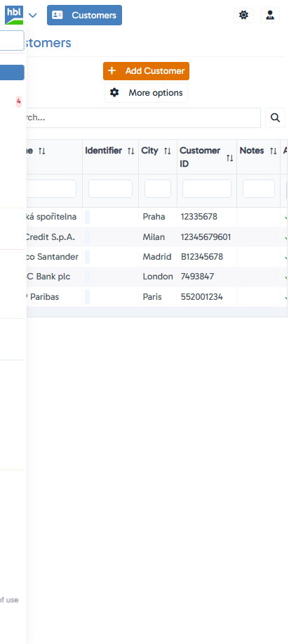 Go to `CRM` → `Customers` - mobile version